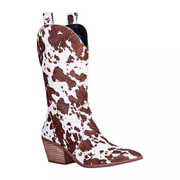 Dingo Live A Little Cowboy Boots in Brown Cowprint | Size 9 - Picture 2 of 5